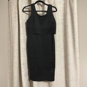 Black Laser Cut Detail Mini Dress